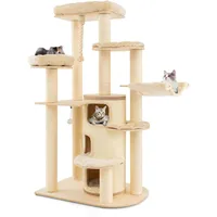 GIANTEX Arbre à Chat 173cm en Bois, Perchoir Supérieur, Condo à 3 Étages