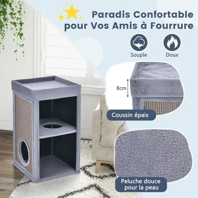 GIANTEX 3 Niveaux Niche pour Chats Détachables, Griffoir Planche Amovible