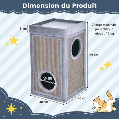 GIANTEX 3 Niveaux Niche pour Chats Détachables, Griffoir Planche Amovible