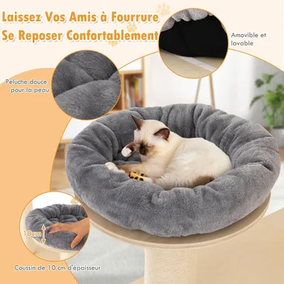 GIANTEX Arbre à Chat 173cm en Bois, Perchoir Supérieur, Condo à 3 Étages