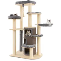 GIANTEX Arbre à Chat 173cm en Bois, Perchoir Supérieur, Condo à 3 Étages