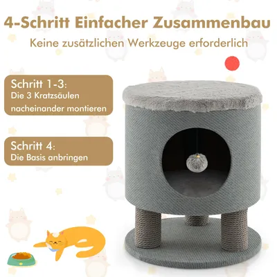 GIANTEX Katzenhaus Mit Kratzflächen, Plüschball, Gemütliches Katzenhaus GIANTEX Katzenhaus Mit Kratzflächen, Plüschball, Gemütliches Katzenhaus