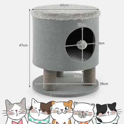 GIANTEX Maison de Chat avec Griffoirs, Balle en Peluche, Condo Confortable