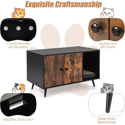 GIANTEX Maison de Toilette pour Chat, Armoire pour Chat, Style Industriel GIANTEX Maison de Toilette pour Chat, Armoire pour Chat, Style Industriel