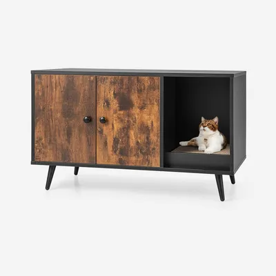 GIANTEX Maison de Toilette pour Chat, Armoire pour Chat, Style Industriel GIANTEX Maison de Toilette pour Chat, Armoire pour Chat, Style Industriel
