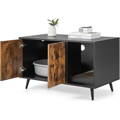 GIANTEX Maison de Toilette pour Chat, Armoire pour Chat, Style Industriel