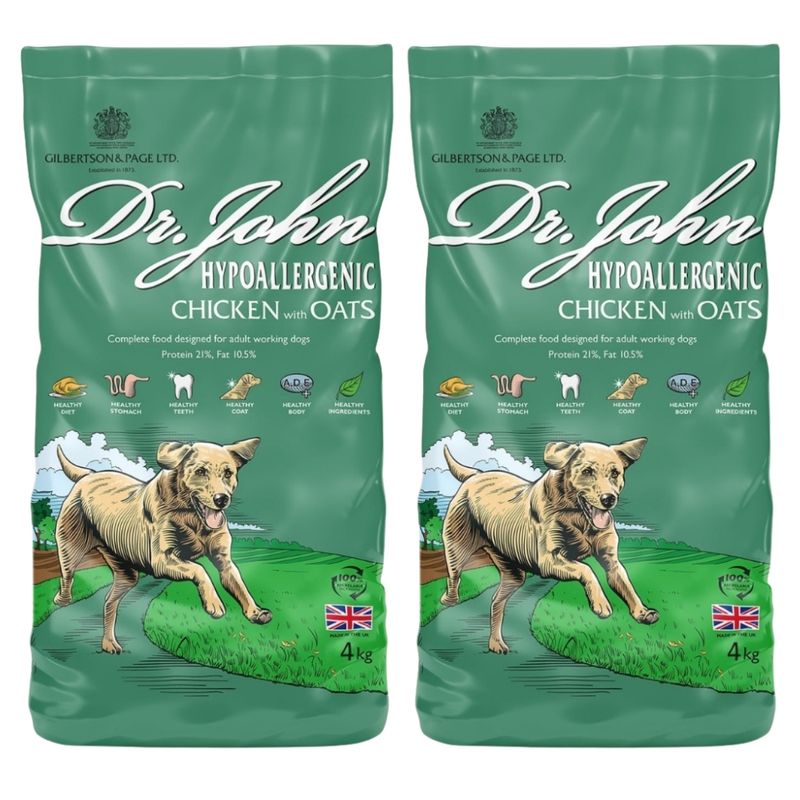 Dr John mit Huhn & Hafer für ausgewachsene Hunde – 2 x 4 kg