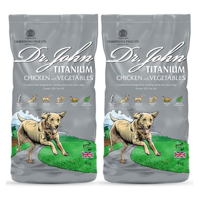 Croquettes chien actif & junior – Dr John Titanium Poulet 2x4kg