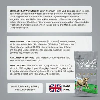Dr John Titanium mit Huhn – Active & Junior, 4 kg