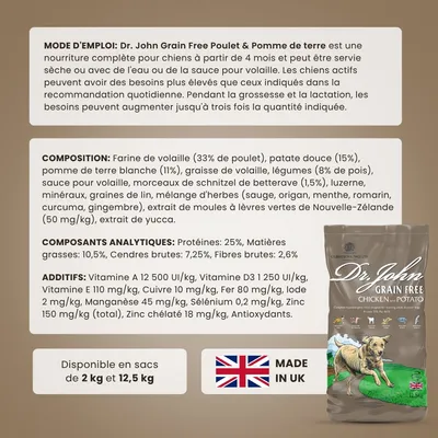 Croquettes chien adulte sans céréales – Dr John Poulet Croquettes chien adulte sans céréales – Dr John Poulet