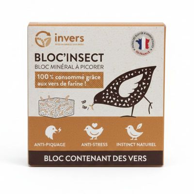 Bloc à picorer aux vers de farine - Invers 900g