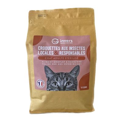 Croquettes aux insectes pour chat adulte stérilisé - Invers 1,5kg