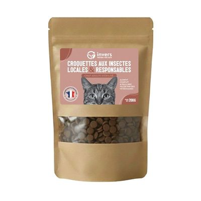 Croquettes aux insectes pour chat adulte stérilisé - Invers Échantillon 200g