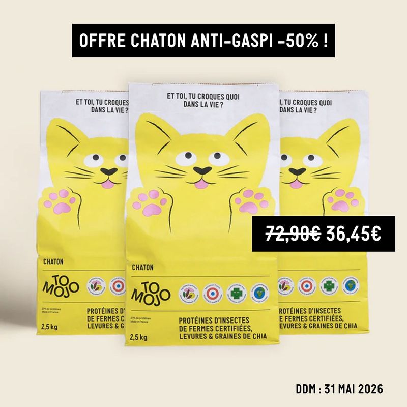 OFFRE ANTI-gaspi - Croquettes aux insectes pour chaton - Tomojo