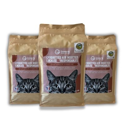 Croquettes aux insectes pour chat adulte stérilisé - Invers 9kg