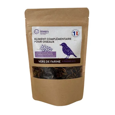 Mélange de vers de farine et de raisins secs pour oiseaux  - Invers