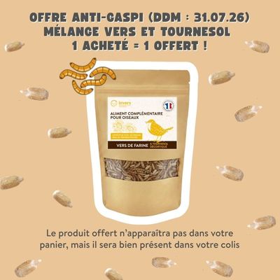 Mélange de vers de farine et de tournesol décortiqué pour oiseaux - Invers