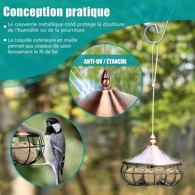 Giantex Mangeoire à Oiseaux en Fer à Suspendre,Douille Boule De Graisse
