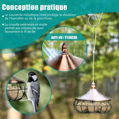 Giantex Mangeoire à Oiseaux en Fer à Suspendre,Douille Boule De Graisse
