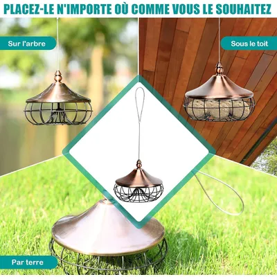 Giantex Mangeoire à Oiseaux en Fer à Suspendre,Douille Boule De Graisse
