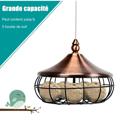 Giantex Mangeoire à Oiseaux en Fer à Suspendre,Douille Boule De Graisse