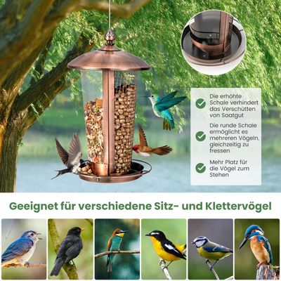 Giantex Vogelhäuschen Zum Aufhängen, 2 Röhren Für Verschiedene Samen