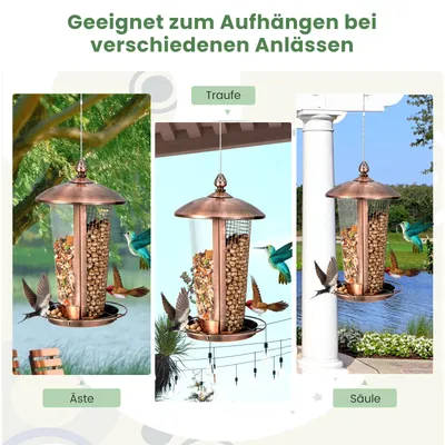 Giantex Vogelhäuschen Zum Aufhängen, 2 Röhren Für Verschiedene Samen