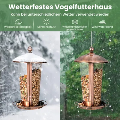 Giantex Vogelhäuschen Zum Aufhängen, 2 Röhren Für Verschiedene Samen