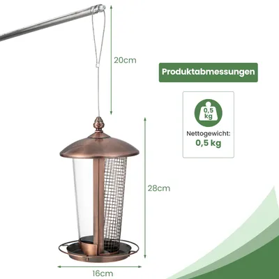 Giantex Vogelhäuschen Zum Aufhängen, 2 Röhren Für Verschiedene Samen