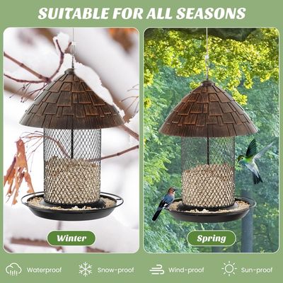 Giantex Mangeoire à Oiseaux en Métal 2 L ,Trous de Drainage