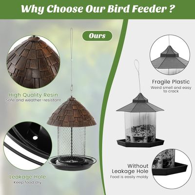 Giantex Mangeoire à Oiseaux en Métal 2 L ,Trous de Drainage