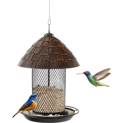 Giantex Mangeoire à Oiseaux en Métal 2 L ,Trous de Drainage Giantex Mangeoire à Oiseaux en Métal 2 L ,Trous de Drainage