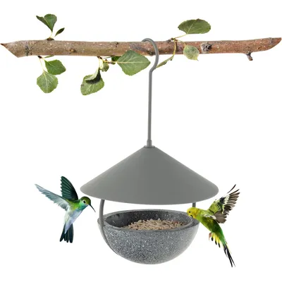 GIANTEX Mangeoire pour Oiseaux Suspendu,Toit en Métal , Bain pour Oiseaux