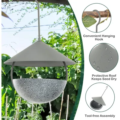 Giantex Mangeoire pour Oiseaux Suspendu,Toit en Métal , Bain pour Oiseaux