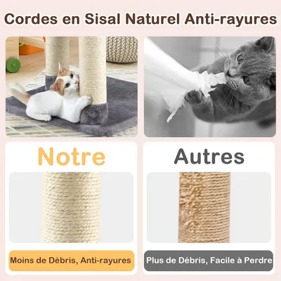 GIANTEX Arbre à Chat 64 CM avec Poteaux, Nid et Boule Suspendue