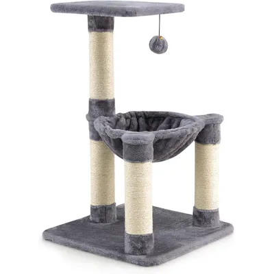 GIANTEX Arbre à Chat 64 CM avec Poteaux, Nid et Boule Suspendue