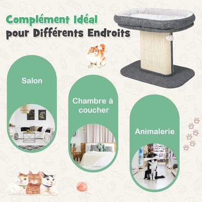 GIANTEX Arbre à Chat 50 CM avec Poteaux, Nid Confortable et Boule Suspendue