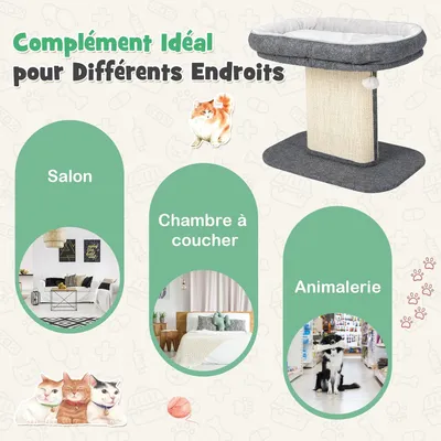 GIANTEX Arbre à Chat 50 CM avec Poteaux, Nid Confortable et Boule Suspendue