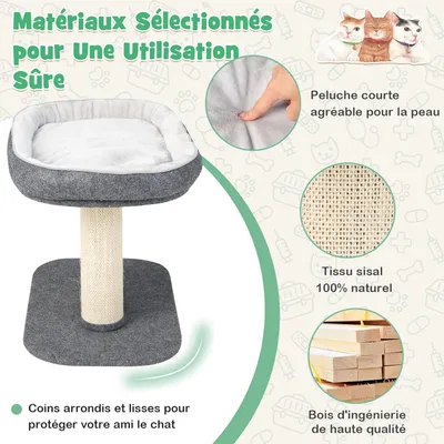 GIANTEX Arbre à Chat 50 CM avec Poteaux, Nid Confortable et Boule Suspendue