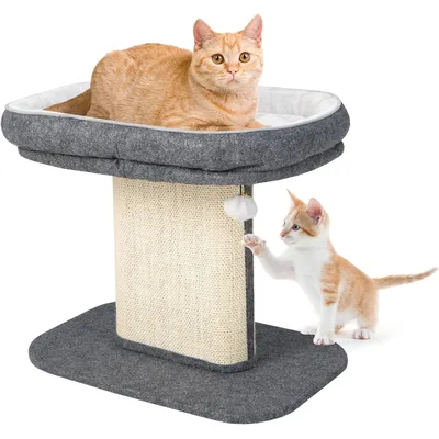 GIANTEX Arbre à Chat 50 CM avec Poteaux, Nid Confortable et Boule Suspendue