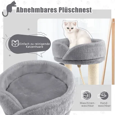 GIANTEX Kratzbaum Mit Stangen, Abnehmbarem Nest Und Hängender Kugel GIANTEX Kratzbaum Mit Stangen, Abnehmbarem Nest Und Hängender Kugel