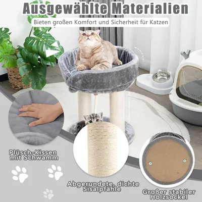 GIANTEX Kratzbaum Mit Stangen, Abnehmbarem Nest Und Hängender Kugel GIANTEX Kratzbaum Mit Stangen, Abnehmbarem Nest Und Hängender Kugel