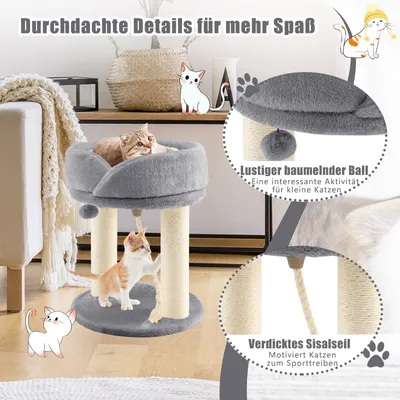 GIANTEX Kratzbaum Mit Stangen, Abnehmbarem Nest Und Hängender Kugel GIANTEX Kratzbaum Mit Stangen, Abnehmbarem Nest Und Hängender Kugel