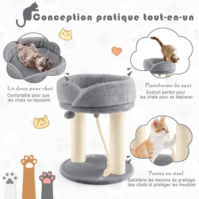 GIANTEX Arbre à Chat avec Poteaux, Nid Détachable et Boule Suspendue