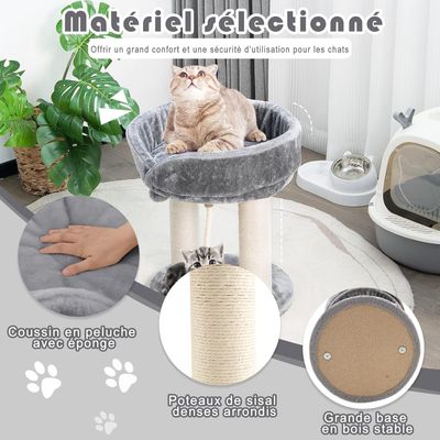 GIANTEX Arbre à Chat avec Poteaux, Nid Détachable et Boule Suspendue