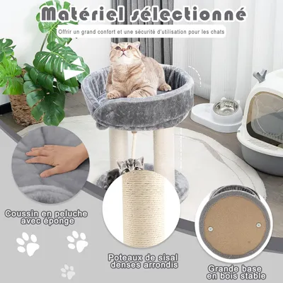 GIANTEX Arbre à Chat avec Poteaux, Nid Détachable et Boule Suspendue
