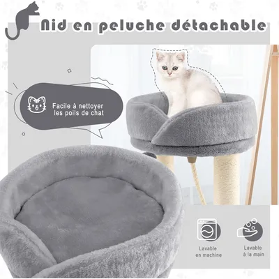 GIANTEX Arbre à Chat avec Poteaux, Nid Détachable et Boule Suspendue