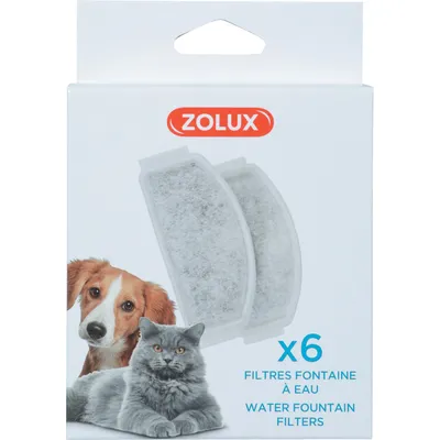 6 Filtres de rechange pour la fontaine Zolux 2 litres et Calypso