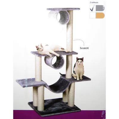 animallparadise - Arbre a chat Amédéo, couleur gris clair,  hauteur 140 cm,