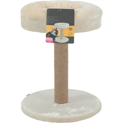 Arbre à chat 2 en 1, ø 35 cm x hauteur 45 cm, couleur beige, pour chats et